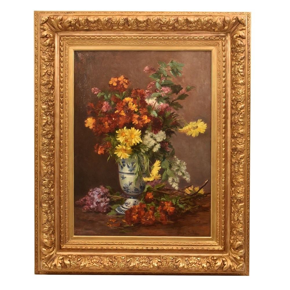 QF630 1 antique floral painting still life flower oil painting XIX.jpg